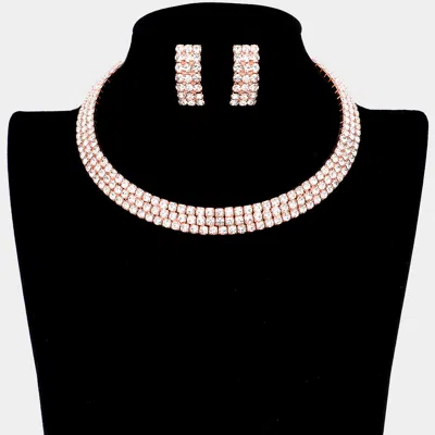 Fashnzfab 3rows Rhinestone Open Choker Necklace In Multi