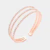 Fashnzfab 3rows Split Layered Rhinestone Cuff Bracelet Clear, Rose Gold In Multi