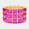 Fashnzfab 3rows Square Stone Stretch Evening Bracelet Ab, Purple In Multi