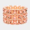 Fashnzfab 3rows Square Stone Stretch Evening Bracelet Peach In Pink