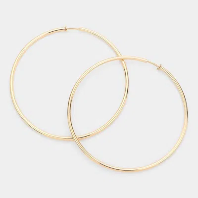 Fashnzfab 4 Inch Extra Large Metal Hoop Clip On Earrings In Gold
