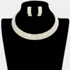 Fashnzfab 4-row Crystal Rhinestone Banded Open Choker Necklace In Gold