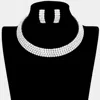 Fashnzfab 4-row Crystal Rhinestone Banded Open Choker Necklace In Metallic