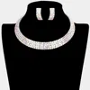 Fashnzfab 4-row Crystal Rhinestone Banded Open Choker Necklace In Multi