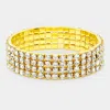 Fashnzfab 4-row Rhinestone Stretch Evening Bracelet Clear, Gold In Multi
