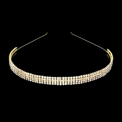 Fashnzfab 4-rows Crystal Rhinestone Headband In Metallic