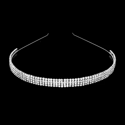 Fashnzfab 4-rows Crystal Rhinestone Headband In Silver
