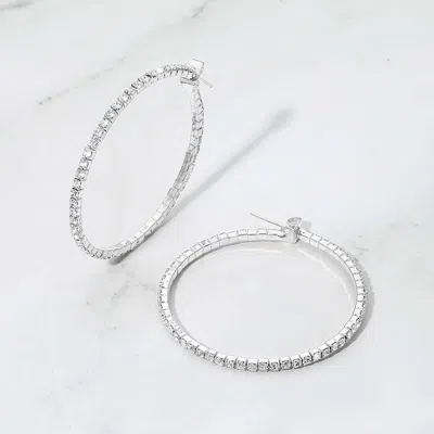 Fashnzfab 40mm Rhinestone Paved Hoop Earrings In Multi