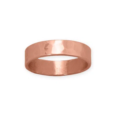 Fashnzfab 4.7mm Hammered Solid Copper Ring In Pink