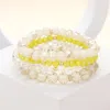Fashnzfab 4pcs - Faceted Beaded Stretch Bracelets In Yellow