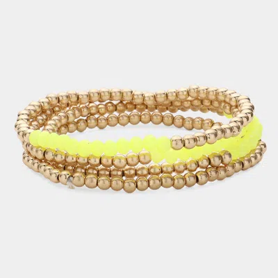 Fashnzfab 4pcs - Faceted Beaded Stretch Multi Layered Bracelets