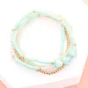 Fashnzfab 4pcs - Heart Pearl Heishi Beaded Stretch Bracelets Mint In Green