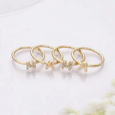 Fashnzfab 4pcs - Mama Rhinestone Embellished Message Rings In Gold