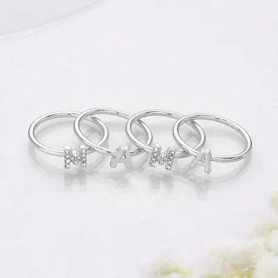 Fashnzfab 4pcs - Mama Rhinestone Embellished Message Rings In Multi