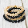 Fashnzfab 4pcs - Marbled Beaded Stretch Multi Layered Bracelets In Black