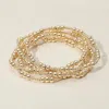 Fashnzfab 4pcs - Metal Ball Beaded Stretch Multi Layered Bracelets In Gold