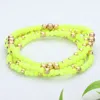 Fashnzfab 4pcs - Metal Ball Pointed Faceted Beaded Stretch Multi Layered Bracelets In Multi