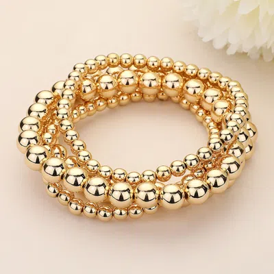 Fashnzfab 4pcs - Metal Ball Stretch Multi Layered Bracelets In Gold