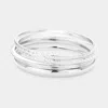 Fashnzfab 4pcs - Metal Bangle Bracelets In Multi