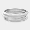 Fashnzfab 4pcs - Metal Bangle Stackable Multi Layered Bracelets In Silver