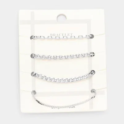 Fashnzfab 4pcs - Metal Chain Bracelets In Multi