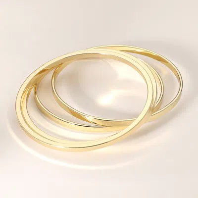Fashnzfab 4pcs - Metal Stackable Bangle Bracelets In Gold