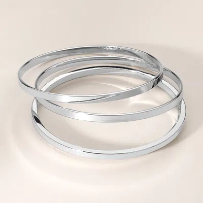 Fashnzfab 4pcs - Metal Stackable Bangle Bracelets In Multi