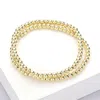 Fashnzfab 4pcs - Multi Bead Accent Fireball Strand Stretch Bracelets In Gold