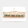 Fashnzfab 4pcs - Natural Stone Accented Chain Bracelet Multi Beaded Stretch Bracelets Set In Multi