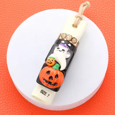 Fashnzfab 4pcs - Resin Pumpkin Ghost Rings - Multi