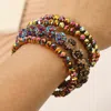 Fashnzfab 4pcs - Shamballa Ball Faceted Beaded Stretch Multi Layered Bracelets In Multi