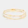 Fashnzfab 4pcs - Textured Metal Pointed Multi Layered Bangle Bracelets In Gold
