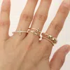 Fashnzfab 4pcs -cross Tip Wrap Bubble Chain Dainty Stackable Ring Set - Clear, Gold In Gold