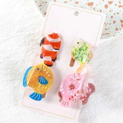 Fashnzfab 4pcs - Fish Shape Mini Hair Claw Clip Set In Multi