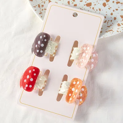 Fashnzfab 4pcs - Mushroom Mini Hair Claw Clip Set In Multi