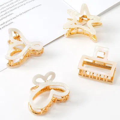 Fashnzfab 4pcs - Starfish Butterfly Shape Mini Hair Claw Clip Set White