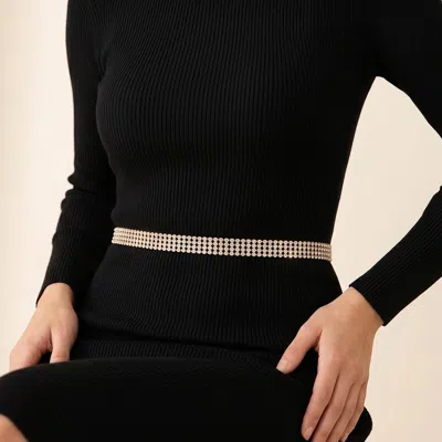 Fashnzfab 4-row Rhinestone Waist Chain Belt In Gold