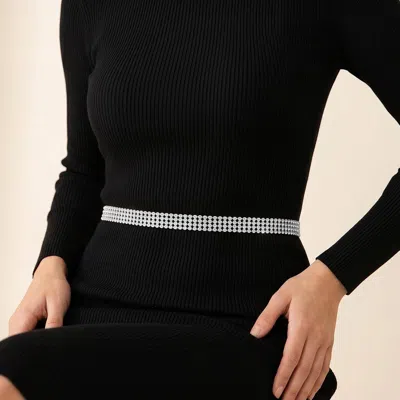 Fashnzfab 4-row Rhinestone Waist Chain Belt In White