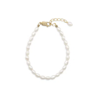 Fashnzfab 5"+1" 14/20 Gold Filled Cultured Freshwater Rice Pearl Bracelet In Metallic