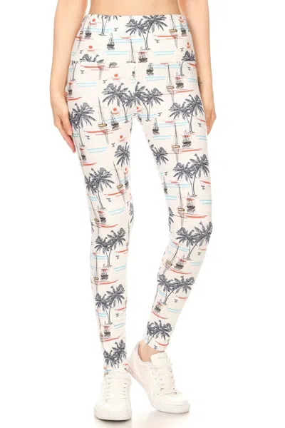 Fashnzfab 5-inch Long Yoga Style Banded Lined Sailor Printed Knit Legging With High Waist In Multi