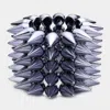 Fashnzfab 5 Row Spike Stud Stretchable Bracelet Hematite In Blue