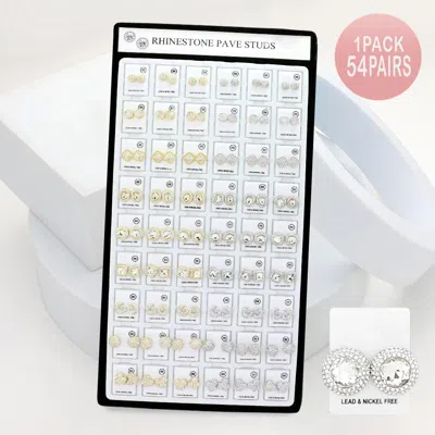 Fashnzfab 54pairs - Rhinestone Paved Stud Earrings In Multi