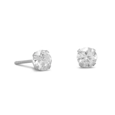 Fashnzfab 5mm Cz Stud Earrings In Metallic