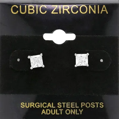 Fashnzfab 5mm Square Cz Stud Earrings In Multi