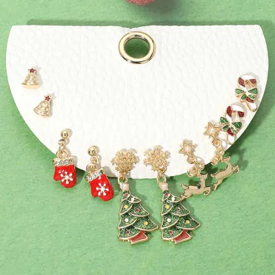 Fashnzfab 5pairs - Christmas Charm Earring Set In Multi