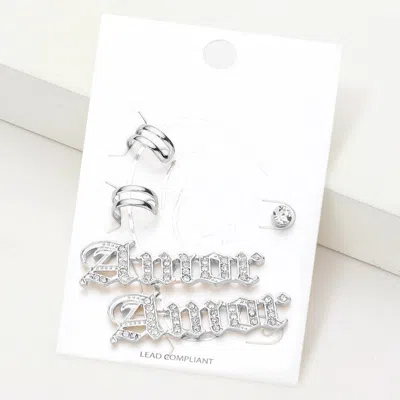 Fashnzfab 5pcs - Amor Rhinestone Ear Cuff Earrings In Metallic