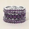 Fashnzfab 5pcs - Emerald Cut Round Stone Stretch Evening Bracelets In Brown