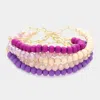 Fashnzfab 5pcs - Faceted Beaded Wood Metal Paperclip Stretch Multi Layered Bracelets In Multi