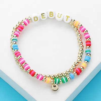 Fashnzfab 5pcs - Glitter Jelly Tube Bangle Bracelets In Multi