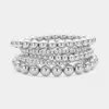 Fashnzfab 5pcs - Metal Ball Beaded Stretch Bracelets In Multi